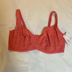 Women Auden Lace Underwire Bra in Coral Size 38DDD